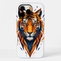 Geometrisk Tiger Orange och Blå Polygon Art Fodral