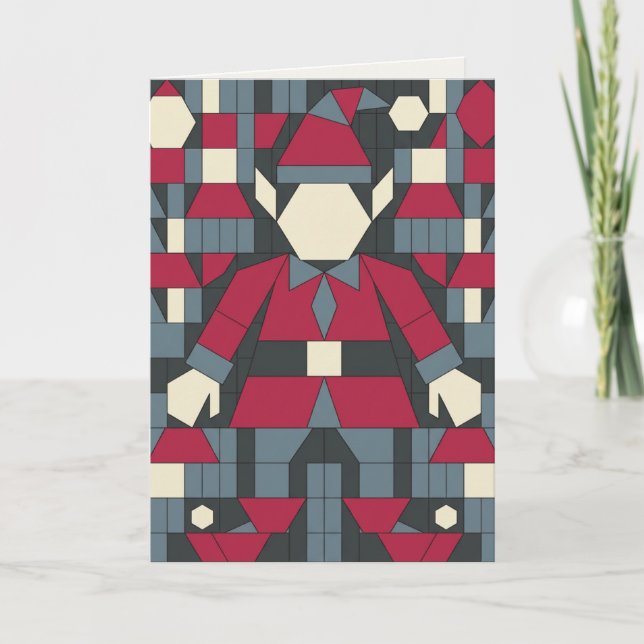 Geometrisk Tomte Julkort Helgkort (Framsida)