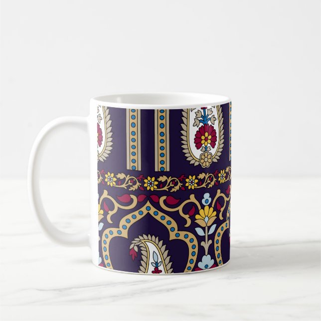 Geometrisk traditionell paisley mönster med gräns  kaffemugg (Vänster)