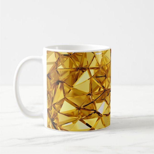 Geometrisk tredimensionell Guld Metall Kaffemugg (Vänster)