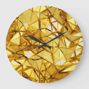 Geometrisk tredimensionell Guld Metall Stor Klocka