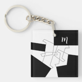 Geometrisk Trendig Svart Och Vit Monogrammerad