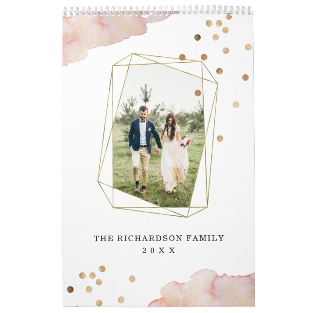  geometrisk | Trendig Vattenfärg och foto Kalender (Omslag)