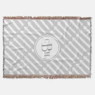Geometrisk triangel Aqua och Grått Monogram Mönste Filt