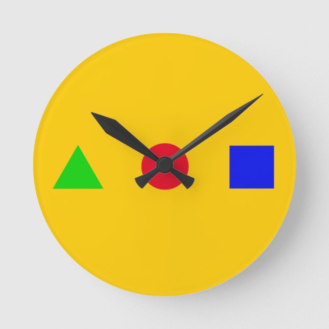geometrisk - triangel, cirkel och kvadrat rund klocka (Framsida)