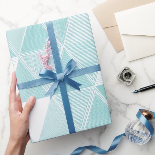 Geometrisk triangel cyan mint abstrakt mönster presentpapper (Gifting)