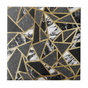 Geometrisk triangel för modern guld- glittermarmo kakelplatta