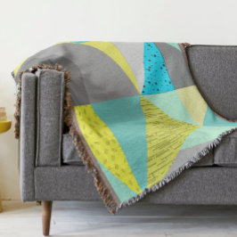 Geometrisk triangel-Gult och Aqua Modern Mönster Filt