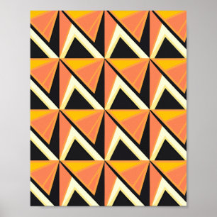 Geometrisk triangel Mönster i varma toner Poster