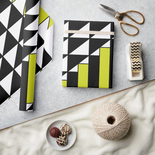 Geometrisk Triangel Rektangel Svart Grön Presentpapper (Hantverk)