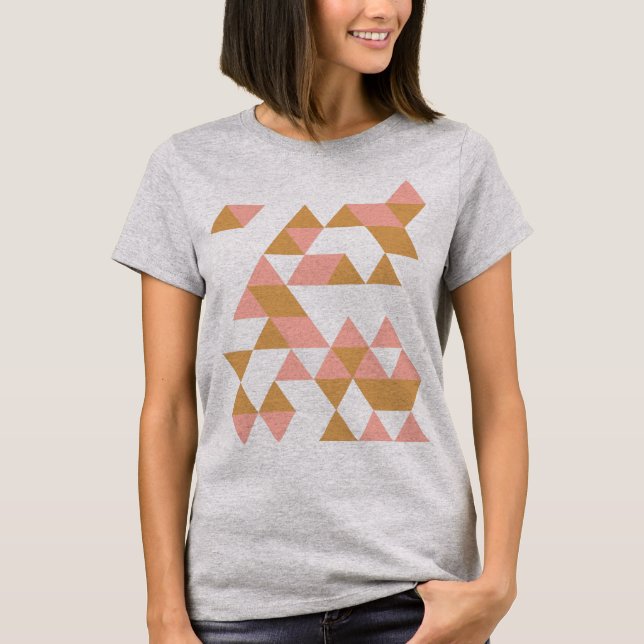 Geometrisk triangeldesign i  och saffron t shirt (Framsida)