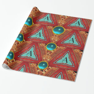 GEOMETRISK TRIANGLE GEM MONOGRAM MED RÖD BLUE ABST PRESENTPAPPER