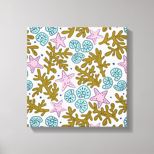 Geometrisk Tropical Ocean Animal Coral Reef Canvastryck