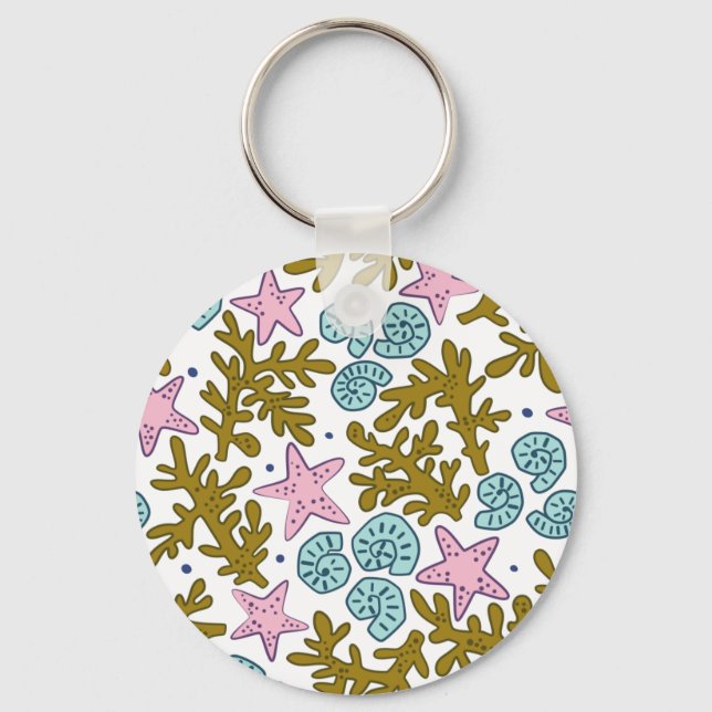 Geometrisk Tropical Ocean Animal Coral Reef Nyckelring (Framsida)