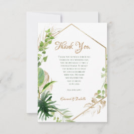 Geometrisk Tropisk Akvarell Gröna Guldblad Tack Kort