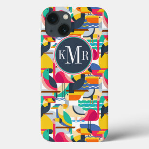 Geometrisk tropisk Monogram för fåglar  