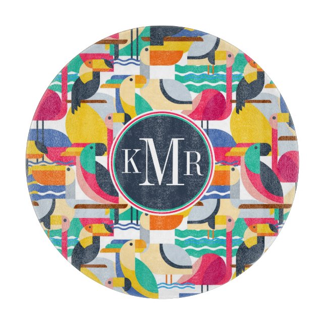 Geometrisk tropisk Monogram för fåglar | (Framsidan)