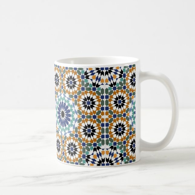 Geometrisk turkisk blå och brun design kaffemugg (Höger)
