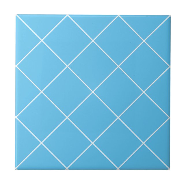 Geometrisk turkos Blue Modern Simple Grid Kakelplatta (Framsidan)