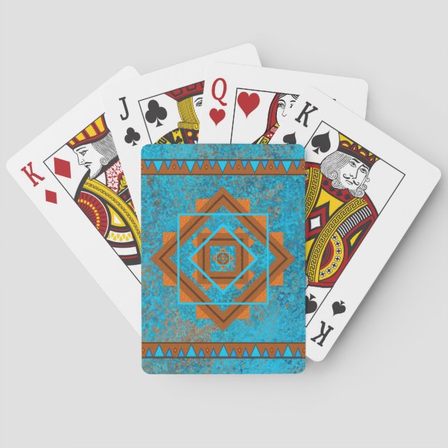 Geometrisk turkos för sydvästra bergarttoppar casinokort (Baksidan)
