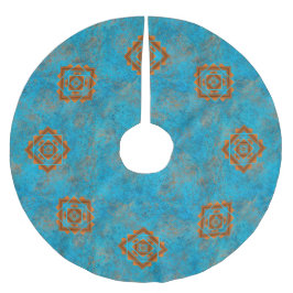 Geometrisk turkos för sydvästra bergarttoppar julgransmatta borstad polyester