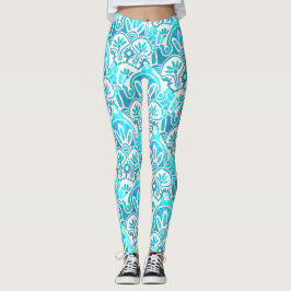 Geometrisk turkos och teal Leggings