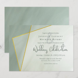 Geometrisk typografi av grått jade bröllop inbjudningar