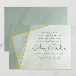 Geometrisk typografi av grått jade bröllop inbjudningar
