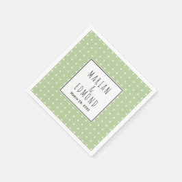 Geometrisk typografi för modern grönt bröllop pappersservett