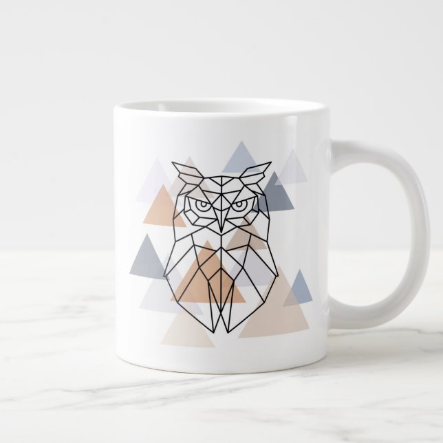 Geometrisk Uggla-design Jumbo Mugg (Höger)
