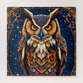 🦉 Geometrisk Uggla Glöd 🌈 Levande Färgrik Konst Pussel