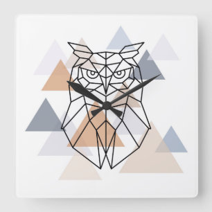Geometrisk uggladesign fyrkantig klocka