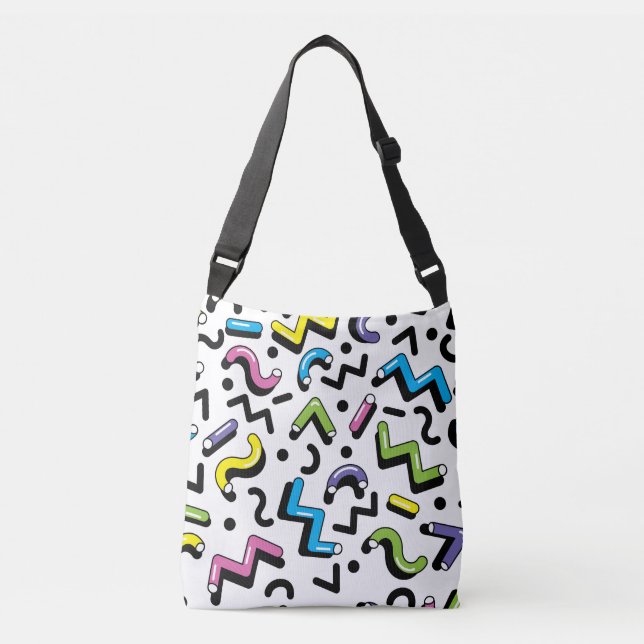 Geometrisk uppspelning: Doodle Shapes Mönster Axelväska (Framsida)