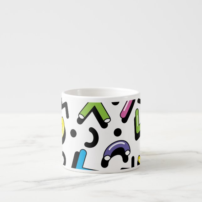 Geometrisk uppspelning: Doodle Shapes Mönster Espressomugg (Framsidan)
