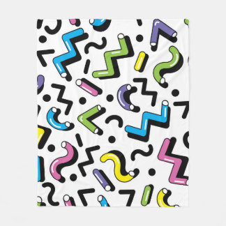 Geometrisk uppspelning: Doodle Shapes Mönster Fleecefilt