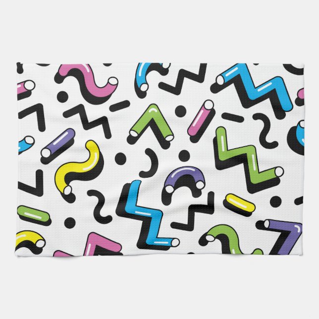Geometrisk uppspelning: Doodle Shapes Mönster Kökshandduk (Horisontell)