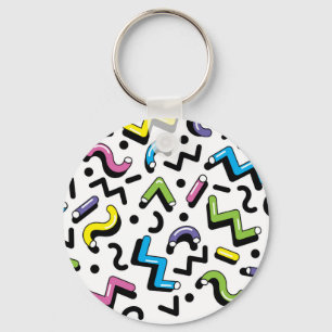 Geometrisk uppspelning: Doodle Shapes Mönster Nyckelring