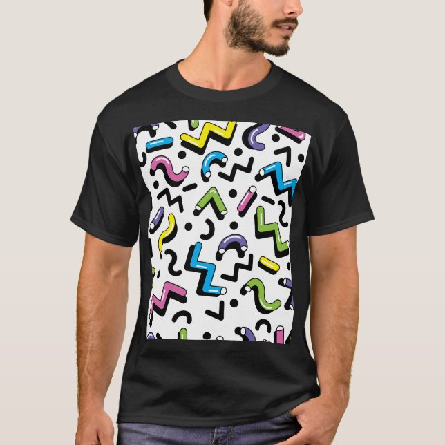 Geometrisk uppspelning: Doodle Shapes Mönster T Shirt (Framsida)