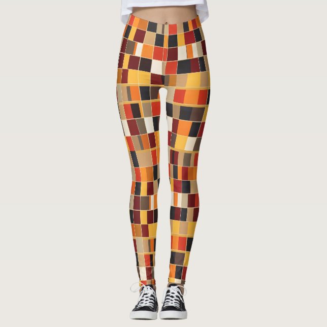 Geometrisk uppvärmning Färg Mönster Leggings (Framsida)