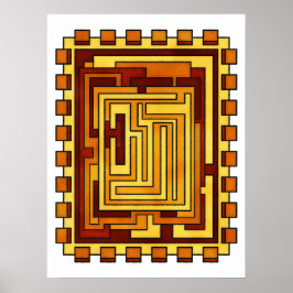 Geometrisk uppvärmning Tone Maze Mönster design Poster