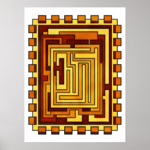 Geometrisk uppvärmning Tone Maze Mönster design Poster