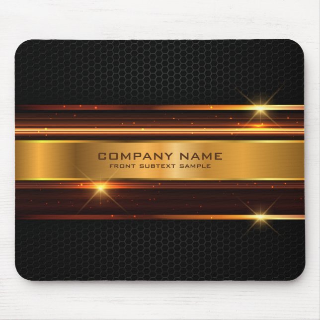 Geometrisk utformning av elegant svart och guld musmatta (Framsidan)