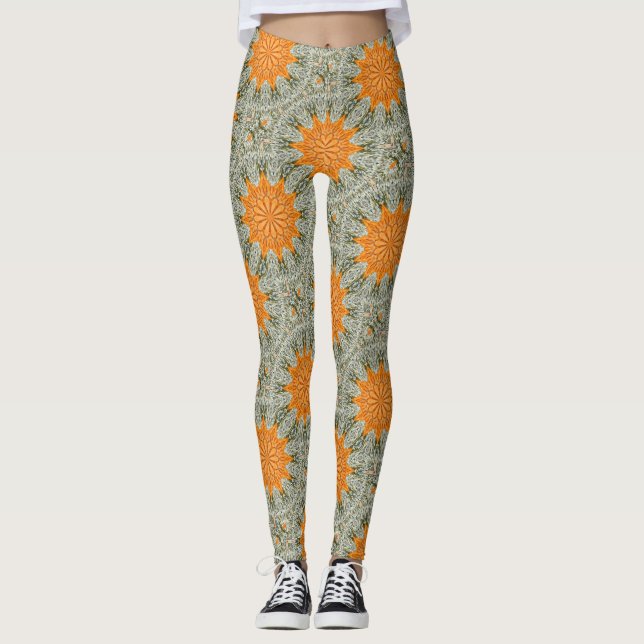 Geometrisk utformning av guld sol leggings (Framsida)