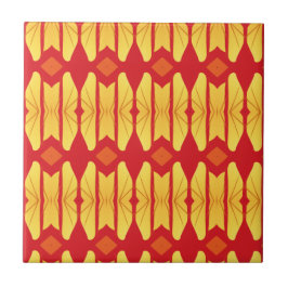 Geometrisk utformning av lågor i orange guld kakelplatta