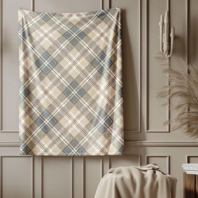 Geometrisk utformning av minsta ivorianska bruna C Fleecefilt (Minimalist Ivory Brown Chic Geometric Design Fleece Blanket)