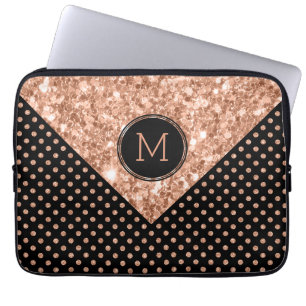 Geometrisk utformning av ro-Guld Glitter och Polka Laptop Fodral