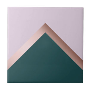 Geometrisk utformning av teal och lila i Ro guld Kakelplatta