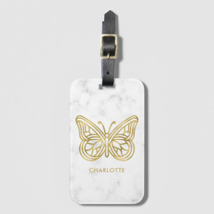 Geometrisk utskriven Personlig för Guld Butterfly Bagagebricka