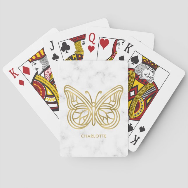 Geometrisk utskriven Personlig för Guld Butterfly Casinokort (Baksidan)
