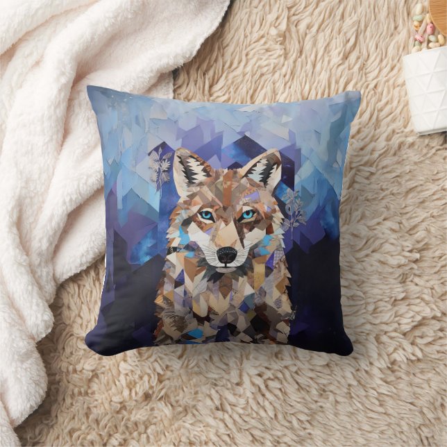 Geometrisk Varg Berg Kudde (Filt)